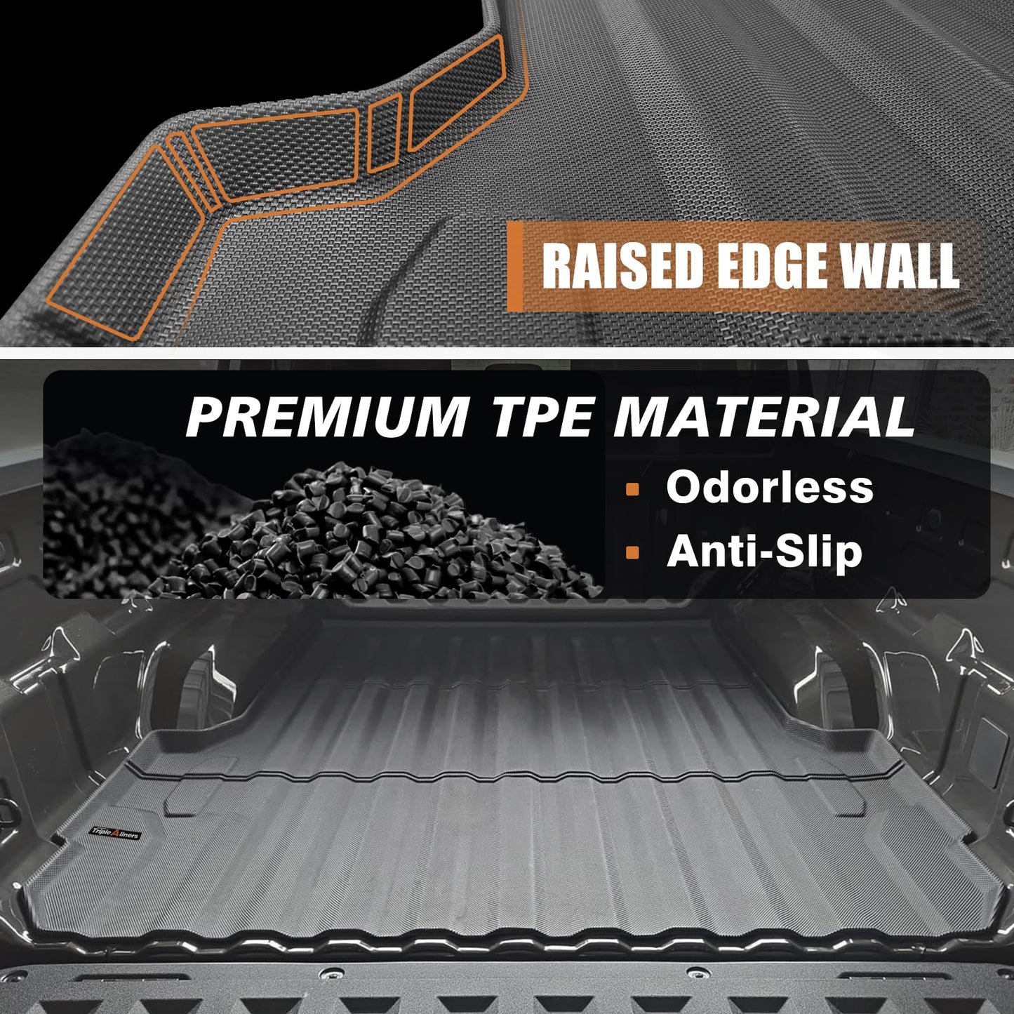 TripleAliners Truck Mat Compatible with 2019-2026 Chevy Silverado 1500 / GMC Sierra 1500 6.6FT Accessories, Truck Bed Mat Heavy Duty Custom Fit All Weather Protection TPE Pickup Liner, Standard Bed
