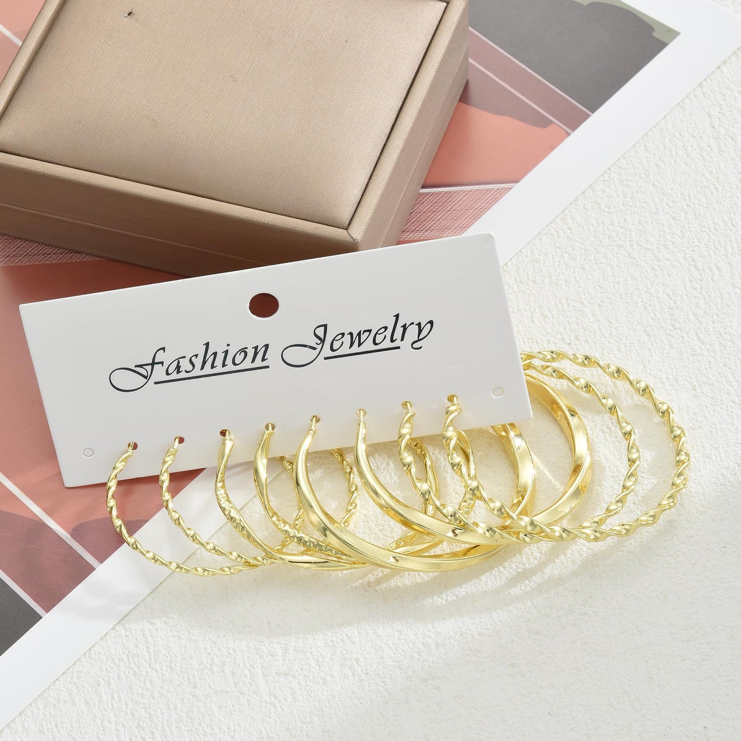 42 Paar goldene Creolen für Damen, Modisches klobiges Perlenohrring-Multipack, gedrehter Statement-Ohrring-Pack, hypoallergene kleine große Creolen für Geburtstagsfeiern (Gold-42 Paare)