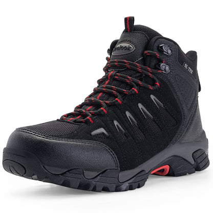 SHULOOK Men's Waterproof Hiking Boots Non-Slip Lightweight Mid Top Ankle Boot Breathable Hiker Trekking Shoes