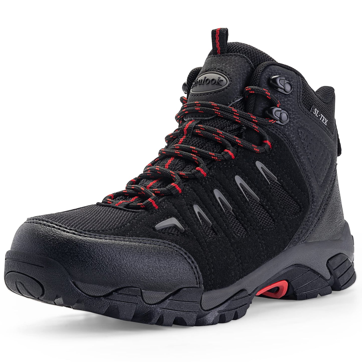 SHULOOK Men's Waterproof Hiking Boots Non-Slip Lightweight Mid Top Ankle Boot Breathable Hiker Trekking Shoes