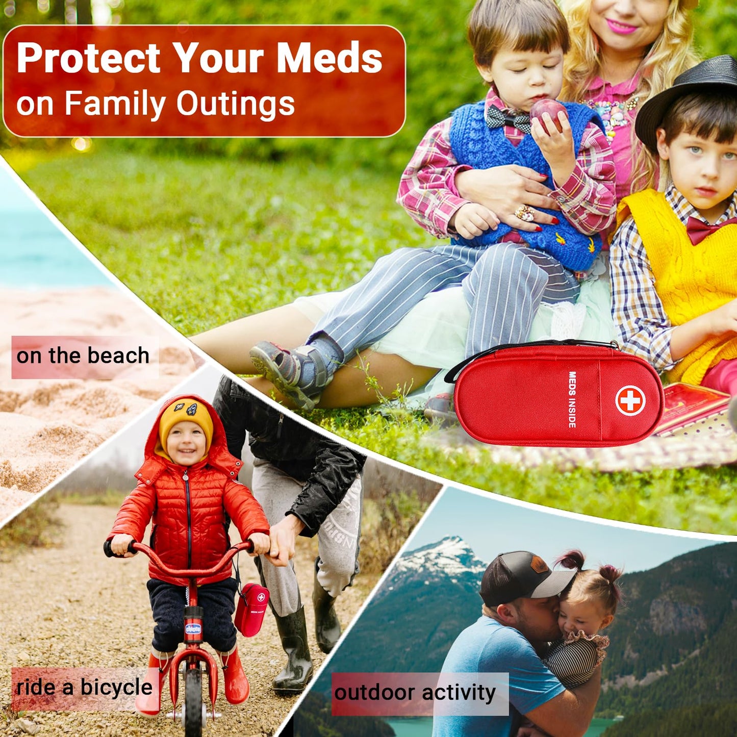 EpiPen Carry Case Insulated, Travel Medical Bag with YKK Zipper, Hold 2 Epi Pens or Auvi-Q, Anti-Histamine, Asthma Inhaler, Allergy Medicines, Emergency Medication Organizer Pouch, Red