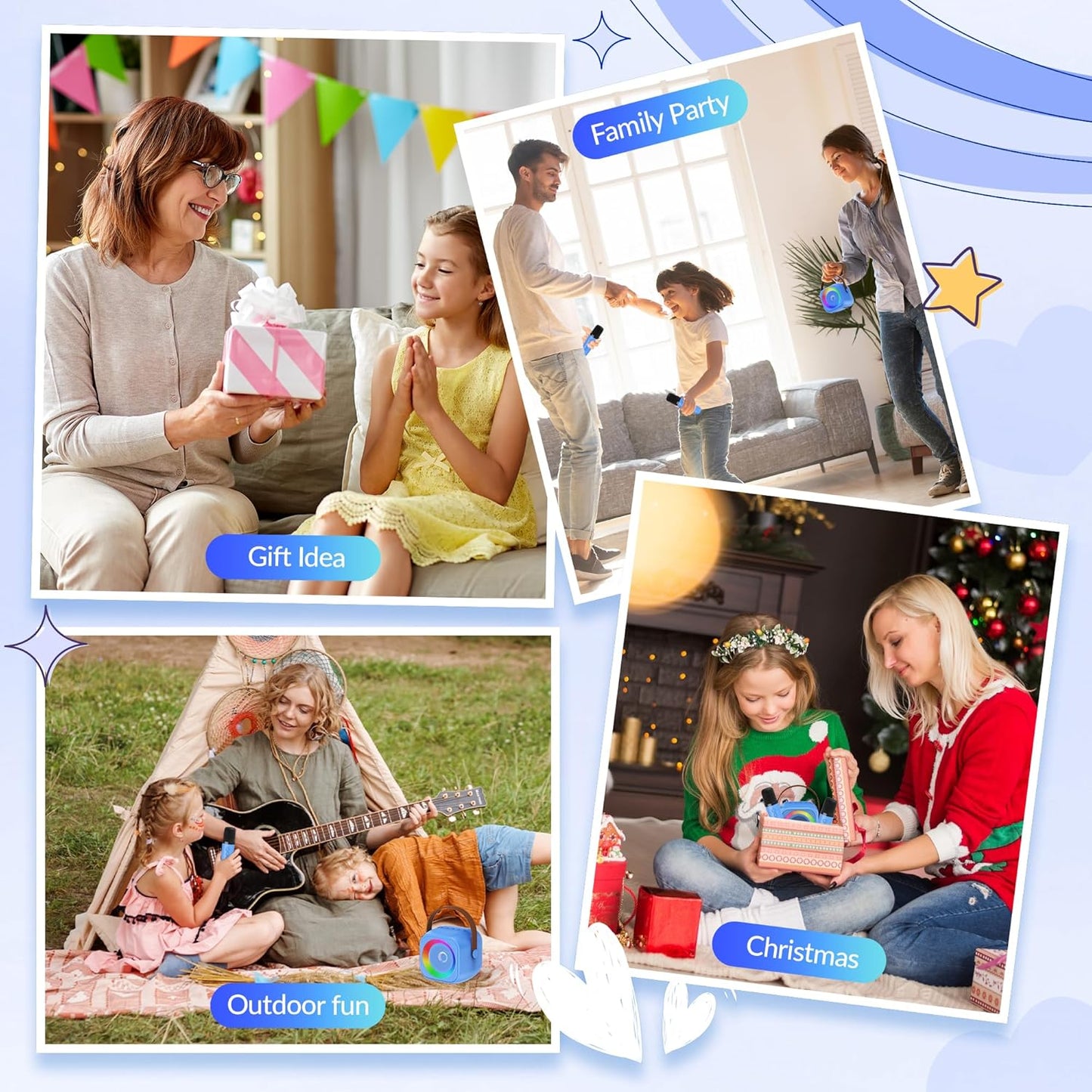Mini Karaoke Machine for Kids Adults, Portable Bluetooth Speaker with 2 Wireless Microphone, Birthday Gifts for Girls Boys Ages 4, 5, 6, 7, 8, 9, 10, 12+ Years Old (Pinkcolor)