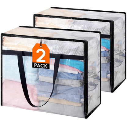 Lifewit 6 Pack Clear Blanket Storage Bags, Foldable Plastic Clothes Organizer with Zipper, Closet Organization Containers and Moving Bag for Comforter, Bedding, Duvet, 40L