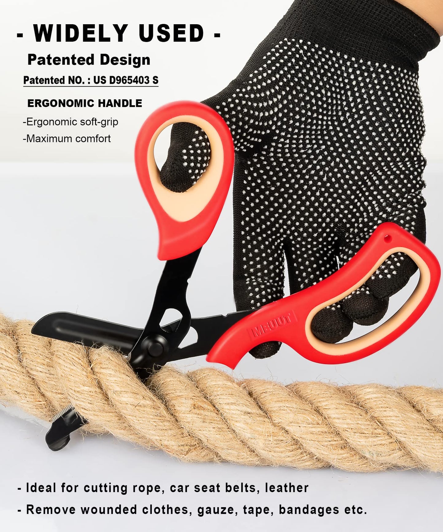 MEUUT 2 Pack Medical Scissors Trauma Shears for Left and Right Hand -Patented Bandage Scissors All Purpose with Non-Stick Blades, Surgical Grade Shears Stainless Steel EMT Scissors for Nurses EMT