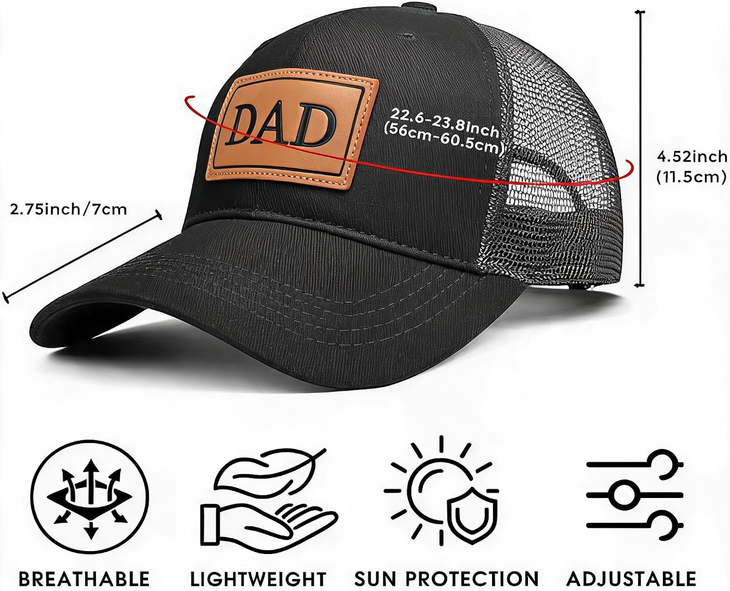 Adjustable Baseball Cap for Dad, Husband, Grandpa Men, Back Trucker Hat, Dad Hat for Birthday