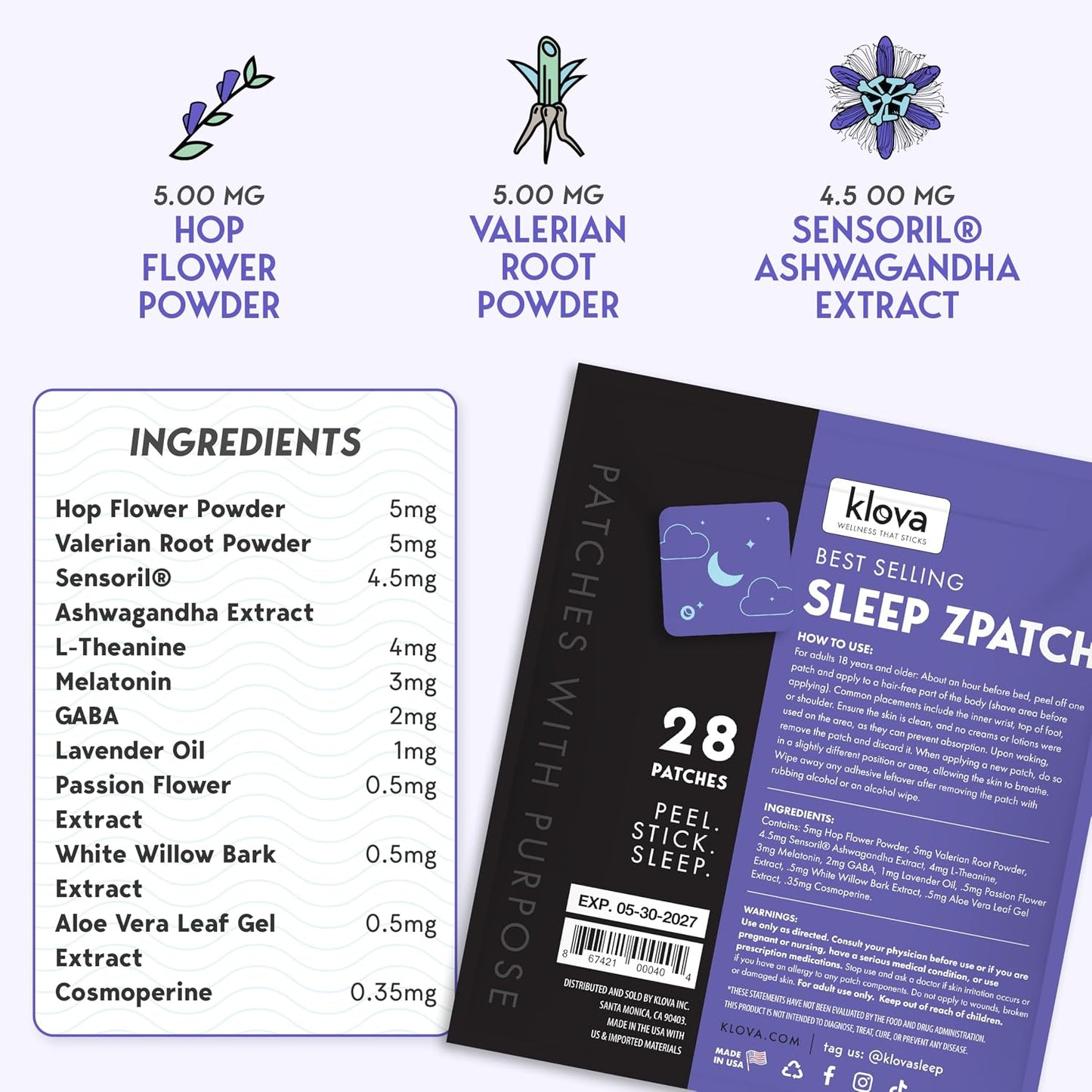 Klova Sleep Support Patch Bundle for Adults – Extra Strength & ZSleep Melatonin Patches Plus Melatonin-Free Option – Natural, Non-Habit-Forming Overnight Sleep Aid – 84 Patches
