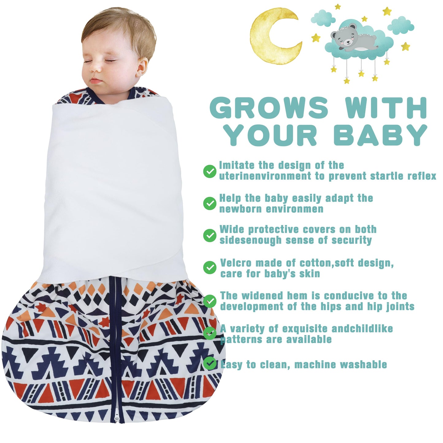 BSTOPPT Fleece Newborn Sleep Sack Baby Swaddle,3-Way Adjustable Wearable Blanket,2 Pack Fleece Swaddling sleeping bag TOG 2.0， (Blue&Green, 0-3 Months)