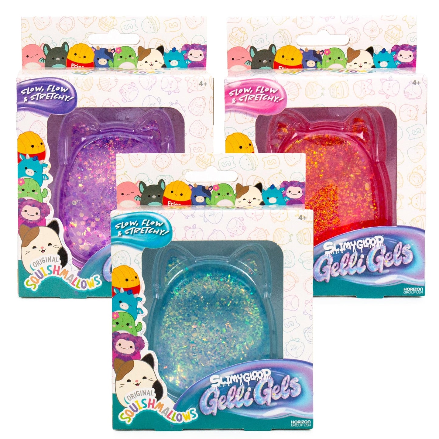 Original Squishmallows™ SLIMYGLOOP Blue Gelli Gels™, Slow Rising Sensory Squeeze Toy with Glitter, Gel Filled Fidget Toys