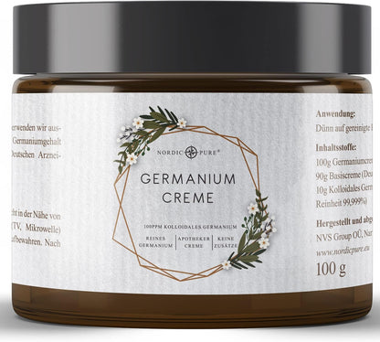 Colloidal Germanium Cream, 100 g, Natural Germanium Cream with 100 ppm Colloidal Germanium, Premium Quality from Germany