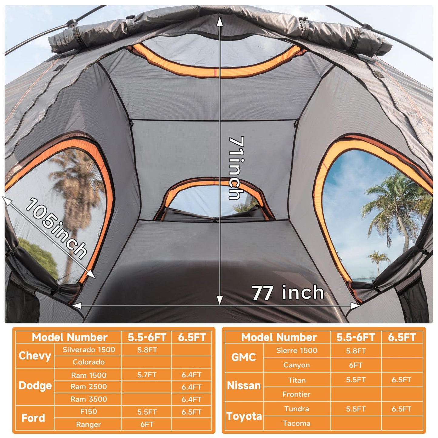 Truck Bed Tent 5.5-6ft: Easy Set Up Umburato Pickup Truck Tents for Camping, Waterproof PU3000mm Canopy for Truck Camper, Portable, Spacious for 2 Person Green