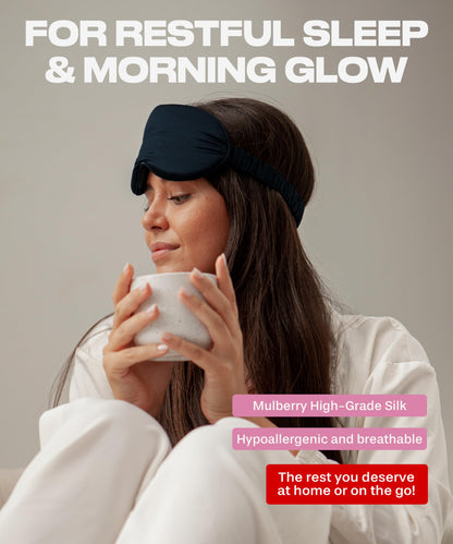 SUNDAYSILKS™ Exclusive Mulberry Silk Sleep Mask | Soft Eye Covers, Blackout Sleeping Mask for Women & Men | Silk Eye Mask for Sleep, Travel, and Relaxation | Antifaz para Dormir [Nude Champagne]