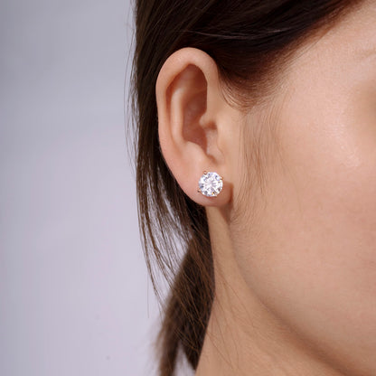 Amazon Essentials Yellow Gold Plated, Platinum or Rose Gold Plated Sterling Silver Infinite Elements Cubic Zirconia Stud Earrings | White, Blue, Green, or Pink Cubic Zirconia