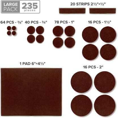 Felt Pads X-PROTECTOR - Giant 235 Pack Premium Furniture Pads. Huge Quantity Felt Furniture Pads Wood Floor Protectors for Furniture Feet – Best Hardwood Floor Protectors. Protect Your Wood Floors!