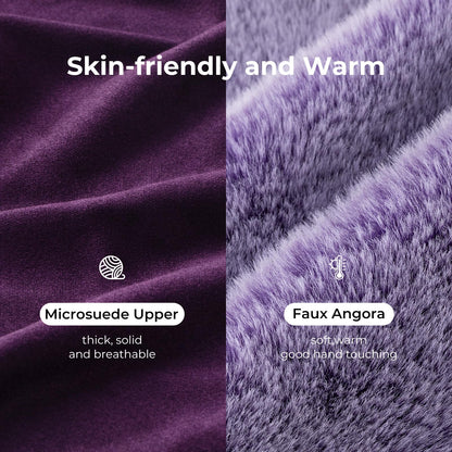 HomeTop Damen Classic Microsuede Memory Foam Hausschuhe Strapazierfähige Gummisohle mit Warmem Kunstfellkragen (9-10 M, Schwarz)