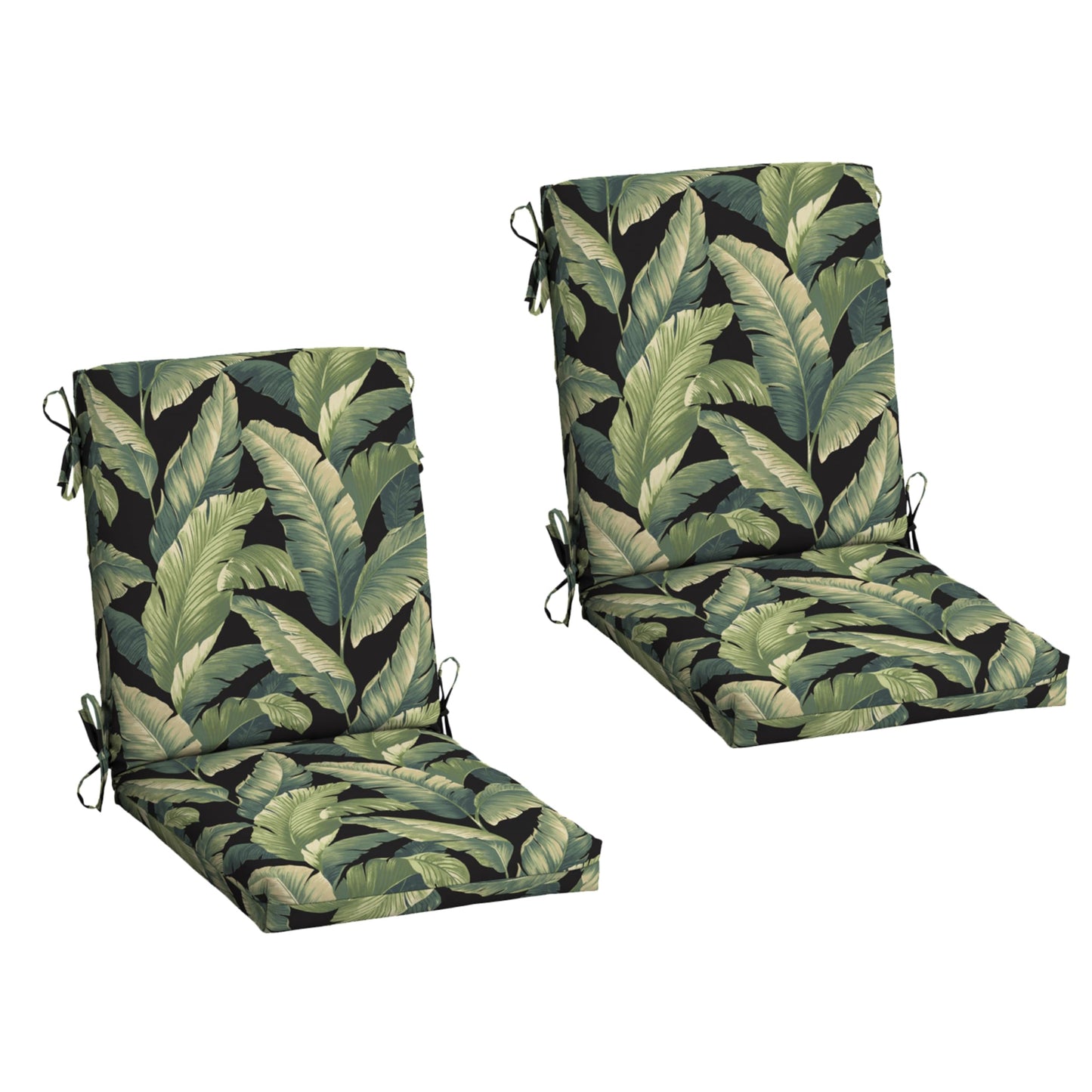 Arden 2-Pack Outdoor Patio Dining Chair Cushion, 20x44, Rain-Proof Seat Pad, Fade-Resistant Outdoor Cushion Black Cabana Stripe