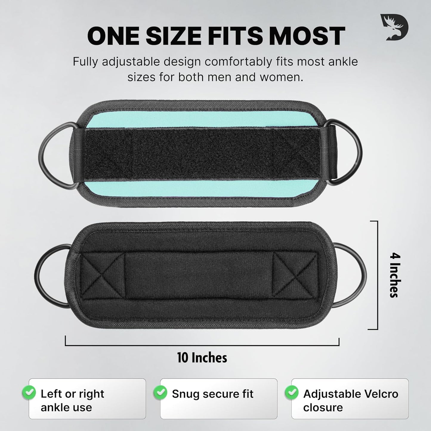 DMoose Ankle Strap for Cable Machine - One Size Fit with Premium Padding, Workout Kickback Ankle Cuffs, Ankle Bands for Working Out, Booty Workouts, Leg Extension, Hip Abductors & Lower Body Exercises