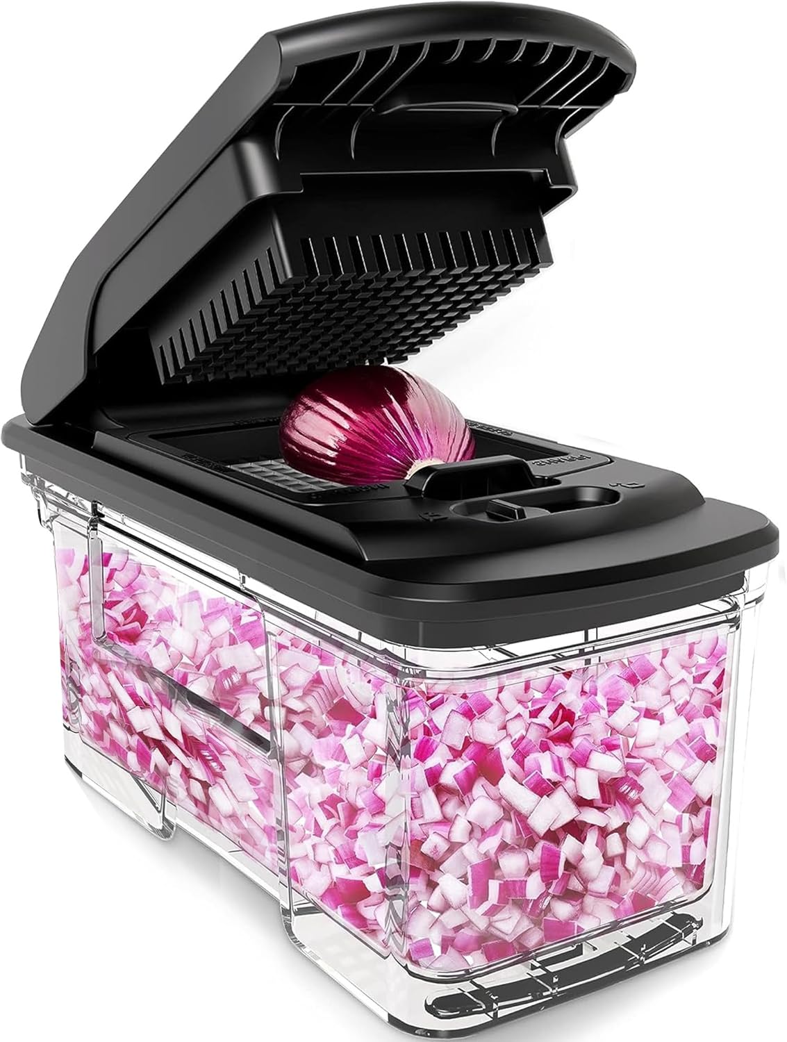 Fullstar Gemüsehacker und Mandolinenschneider - Julienne-Schneider, Würfelschneider, Reibe für Lebensmittel, Gemüse, Zwiebeln, Gurken, Tomaten, Salat, Kartoffeln, Käse - Küchenutensilien & Gadgets (Kompakt 6-in-1, Weiß)