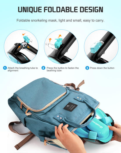 Greatever Full Face Snorkel Mask, Snorkeling Gear for Adults with Latest Dry Top Breathing System and Detachable Camera Mount, Foldable Snorkel Mask Adult, Snorkels Anti-Fog & Anti-Leak