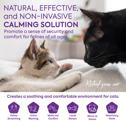 TopSum Cat Calming Pheromone Diffuser: Feline Pheromones Plug in for Stress, Alone At Home, Spraying, Fighting, Scratching, Aggression & Excessive Meowing (Purple– 6 Refills)