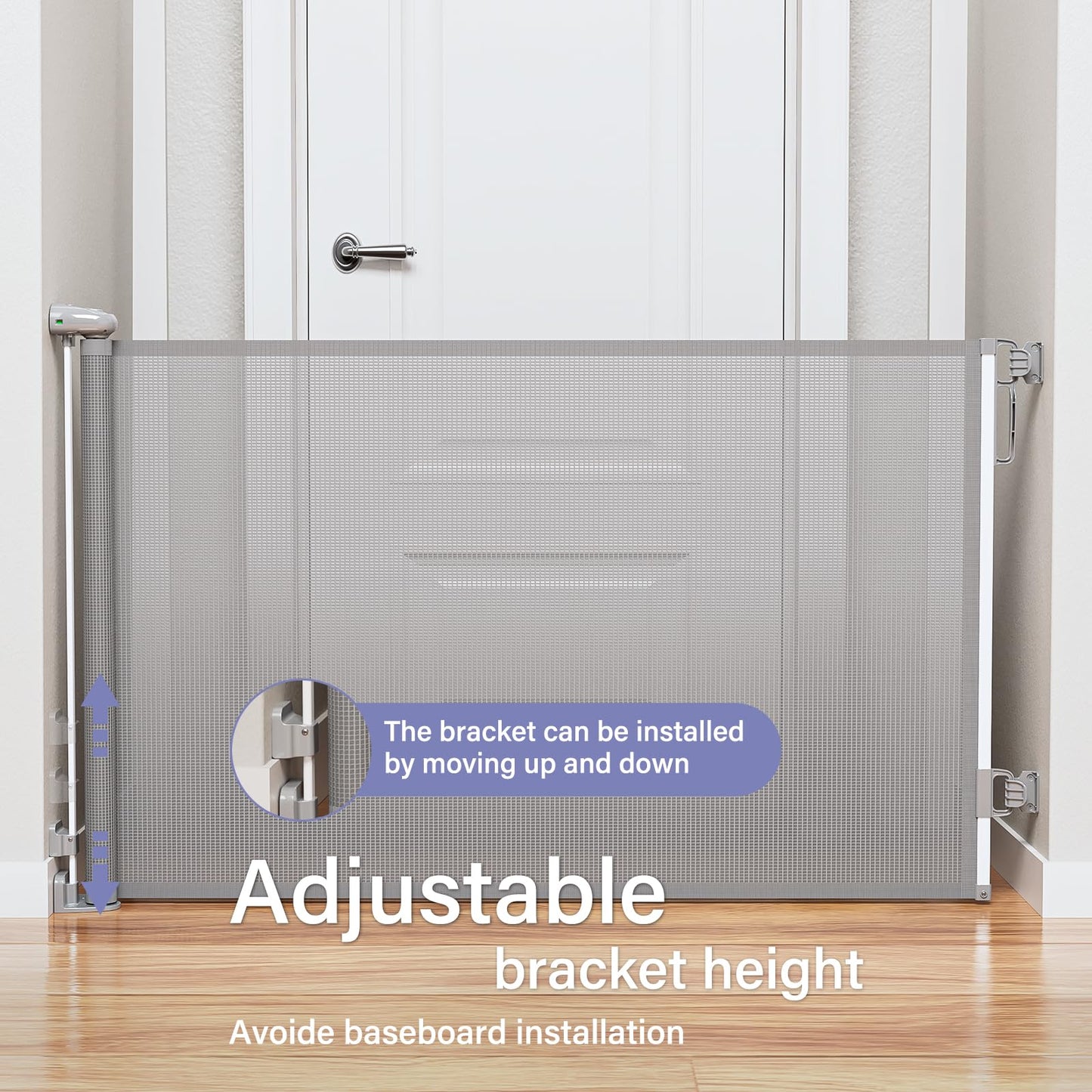 Retractable Baby Gates No Drilling, PRObebi Retractable Dog Gate for the House Extends to 54" Wide 33" Tall, Gates for Baby Indoor, Stair Gate for Outdoor, Staris, Hallways, Doorways, Deck, Porch
