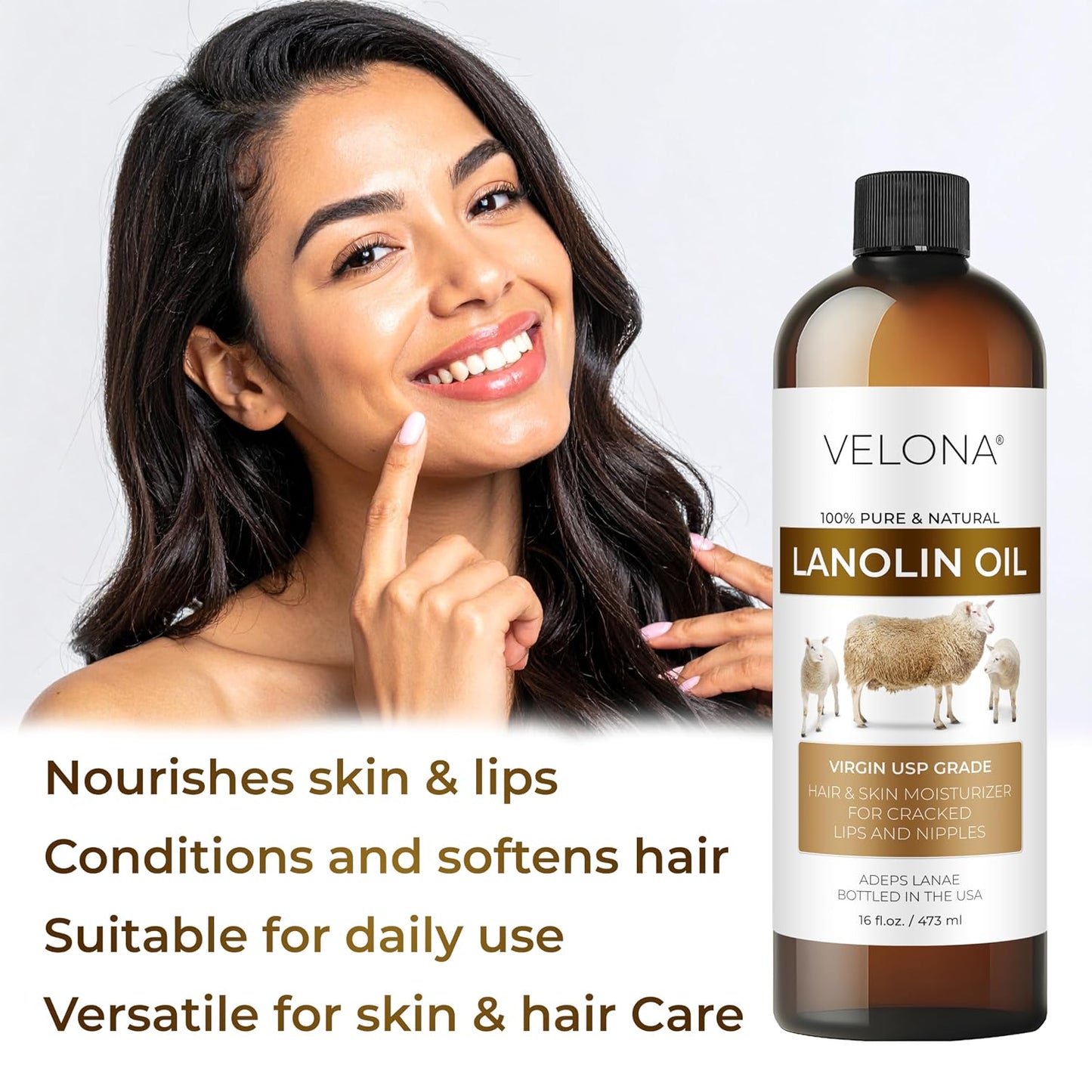 velona Lanolin Oil USP Grade 7 lb | 100% Pure and Natural Carrier Oil | Refined, Cold pressed | Skin, Hair, Body & Face Moisturizing | Use Today - Enjoy Results
