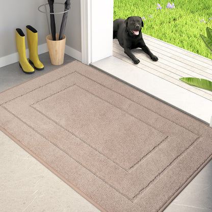 PURRUGS Dirt Trapping Door Mat 32" x 70", Non-Slip/Skid Machine Washable Entryway Rug, Dog Doormat, Super Absorbent Welcome Mat for Muddy Wet Shoes and Paws, Grayish Brown