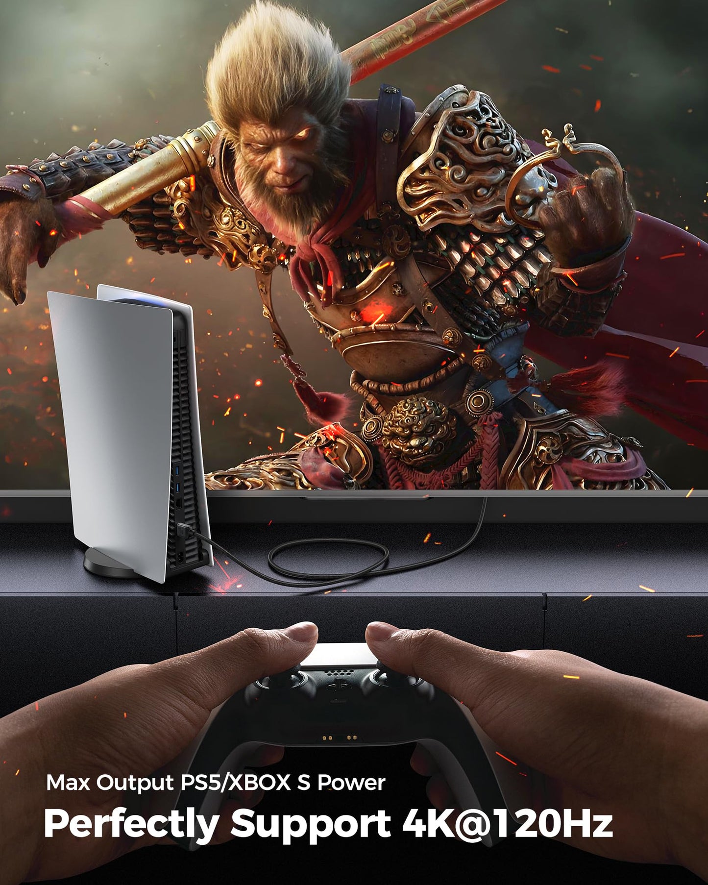 Silkland Zertifiziertes HDMI 2.1 Kabel, [4K@240Hz 144Hz 120Hz, 8K@60Hz] 1440P Ultra High Speed HDMI Kabel 48Gbps (Verbessertes geflochtenes Design), HDR10+, eARC, HDCP 2.3, Kompatibel mit Xbox/PS5/PS4/Roku TV-2m