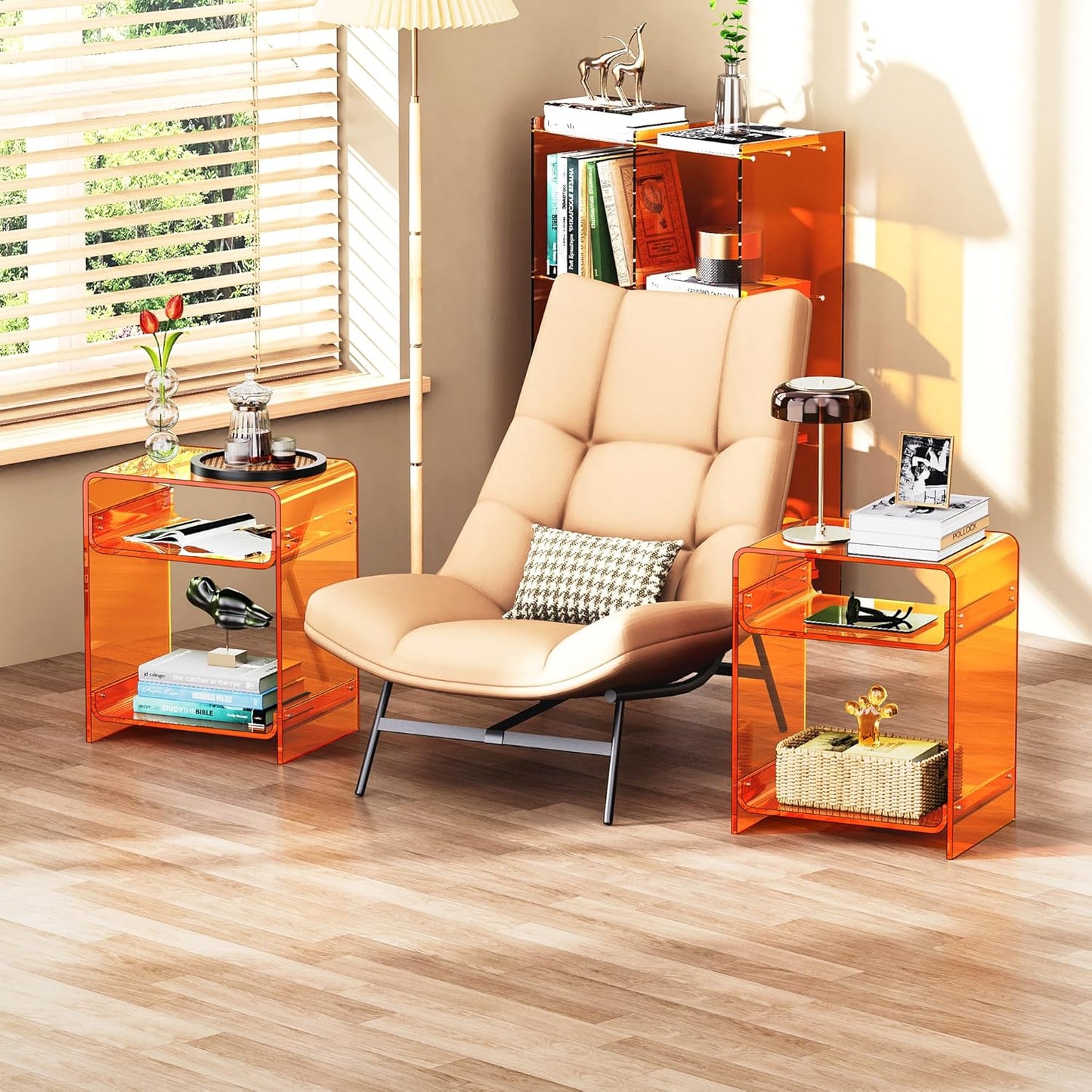 Acrylic Side Table with a Pop of Color