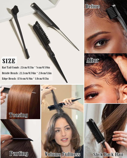 Haarbürste für Sleek-Look, Haarwachs-Stick für glatte abstehende Haare, gegen Frizz, für elegante Pferdeschwänze, Dutts – Gel, Pomade, Balsam-Stick für Frauen – Styling-Accessoires für Mädchen, Kinder