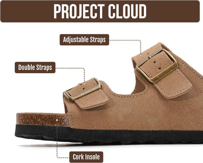 Step into Comfort: Project Cloud's 100% Genuine Leather Flat Sandals