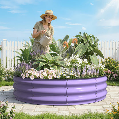 Kesfitt Raised Garden Bed, 5x2x1 FT Galvanized Steel Metal Raised Garden Bed, Oval Open-Bottom Design, 12-Inch Deep for Outdoor Vegetable & Herb Gardening, Fruit Green