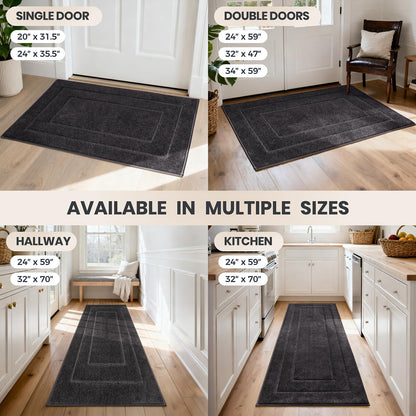 PURRUGS Dirt Trapping Door Mat 32" x 70", Non-Slip/Skid Machine Washable Entryway Rug, Dog Doormat, Super Absorbent Welcome Mat for Muddy Wet Shoes and Paws, Grayish Brown