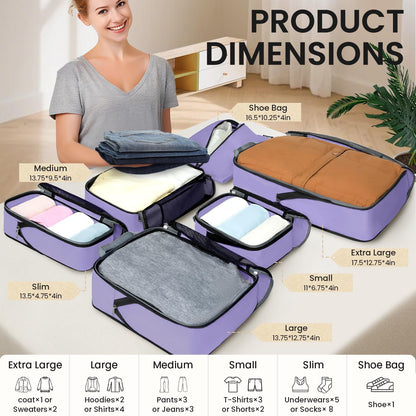 BAGAIL 4er-Set Kompressions-Packwürfel Reise-erweiterbare Packorganizer (Schwarz, 4er-Set)