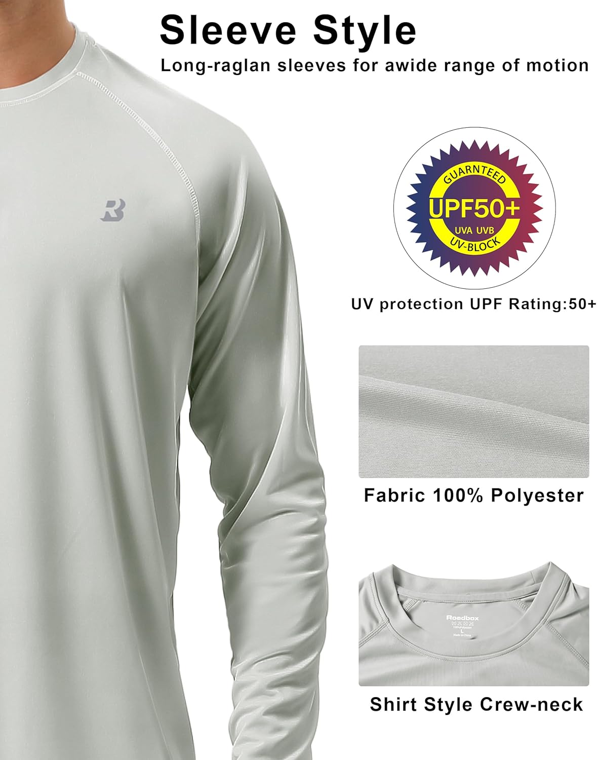 Roadbox Mens UPF 50+ UV Sun Protection Shirts