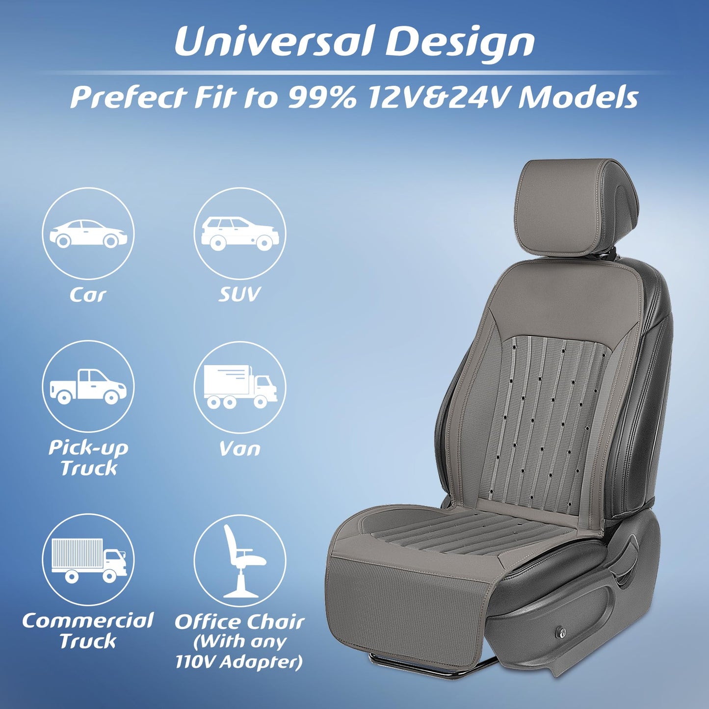 Paffenery 2026 Upgraded Cooling Car Seat Cover Front Seat, 12V-24V Ventilated Cooling Car Seat Cushion, Cooled Seat Cover for Car SUV Truck Universal Fit, Classic Black