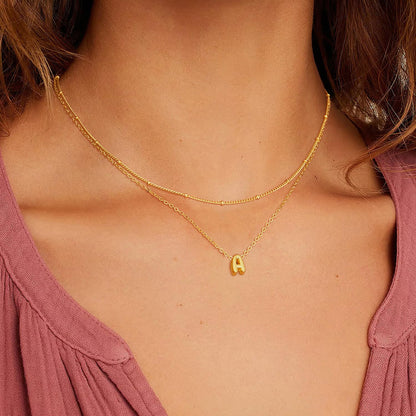Thaivor Osterkorb-Füller – Initialen-Halsketten für Frauen, 14K vergoldete Bubble Letter Halskette, geschichtete zierliche süße Choker-Anhänger, Stapel-Schmuck, Mode-Accessoires, Teenager-Trendgeschenk