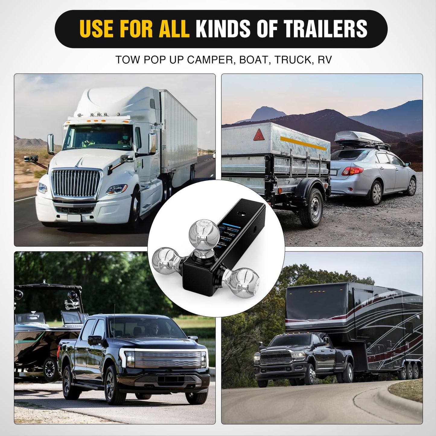 Nilight Anti-Theft Shackle Hitch Receiver 2Inch 45000 LBs Breaking Strength 3/4" Anti-Theft D Ring Shackle 5/8" Trailer Hitch Lock Pin Heavy Duty Solid Towing Kit for Trucks Off Road (Black)
