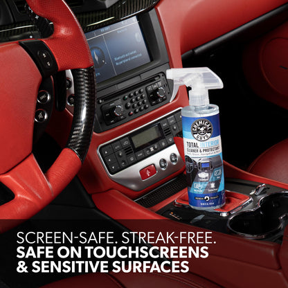 Chemical Guys Total Interior Cleaner & Protectant Interior Cleaner, Cleans & Protects Leather, Vinyl, Plastic, Rubber, Glass with a Streak-Free Finish — Cars, Trucks, SUVs, RVs, 16 oz