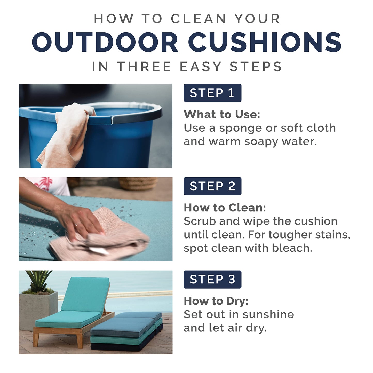 Arden 2-Pack Outdoor Patio Dining Chair Cushion, 20x44, Rain-Proof Seat Pad, Fade-Resistant Outdoor Cushion Black Cabana Stripe