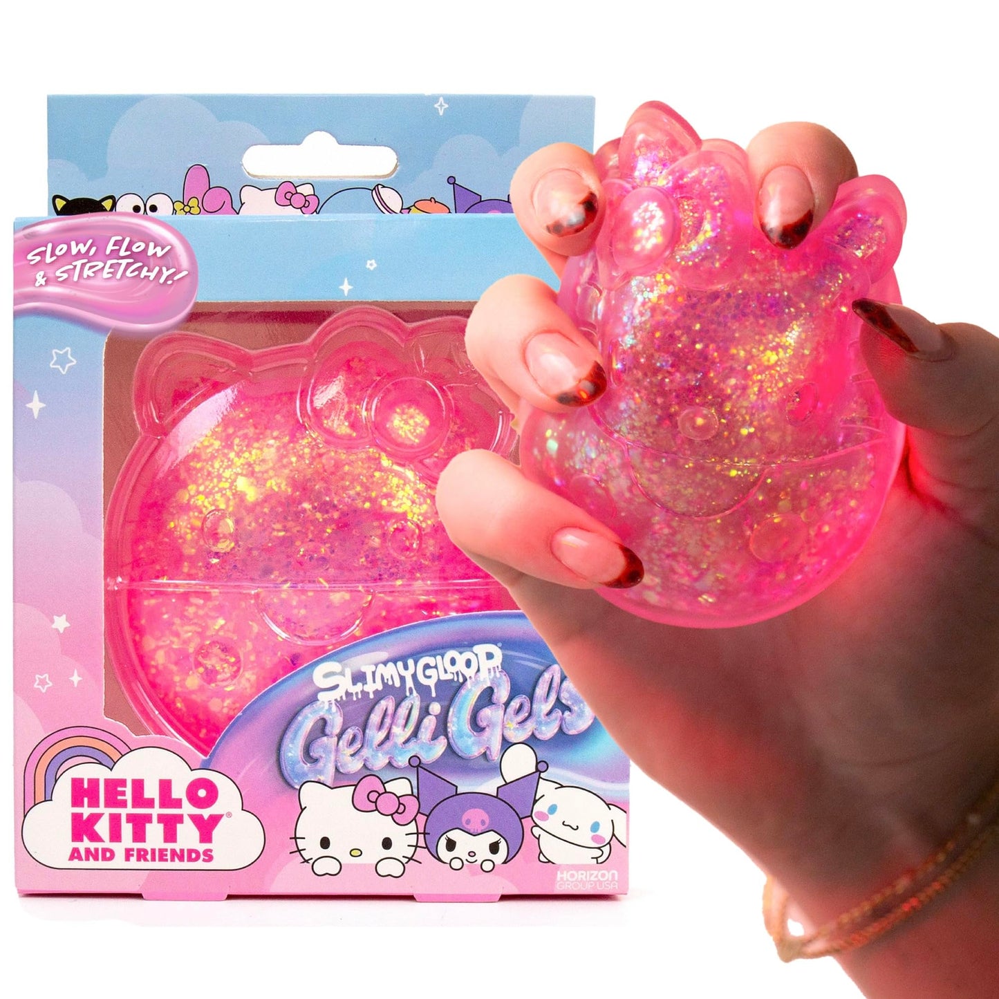 Original Squishmallows™ SLIMYGLOOP Blue Gelli Gels™, Slow Rising Sensory Squeeze Toy with Glitter, Gel Filled Fidget Toys