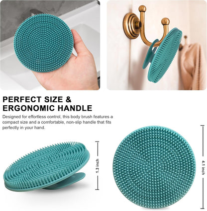 INNERNEED Duschbürste aus weichem Silikon in Lebensmittelqualität, Hand-Körperbürste zur Hautreinigung, sanftes Peeling, gute Schaumbildung (Schwarz)