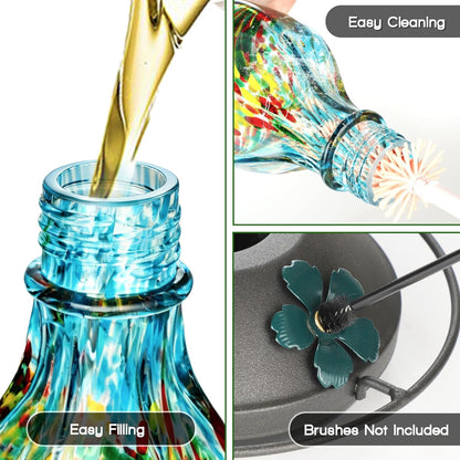 Tegarbed Hand Blown Glass Hummingbird Feeder: A Touch of Elegance for Your Backyard