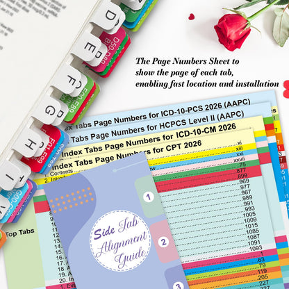 Index Tabs for CPT, AAPC Version ICD-10-CM, HCPCS Level II & ICD-10-PCS 2026, 4 Set Bundles Set (Book not Included), Color-Coded with Code Ranges, Laminated & Waterproof & Repositionable