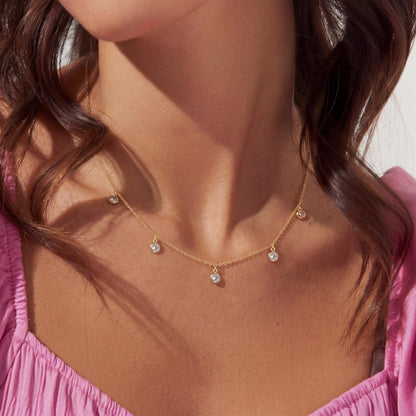 Tewiky Dainty 14k Gold Plated/Silver Cubic Zirconia Necklaces for Women, Simple CZ Jewelry Necklaces Trendy Gifts