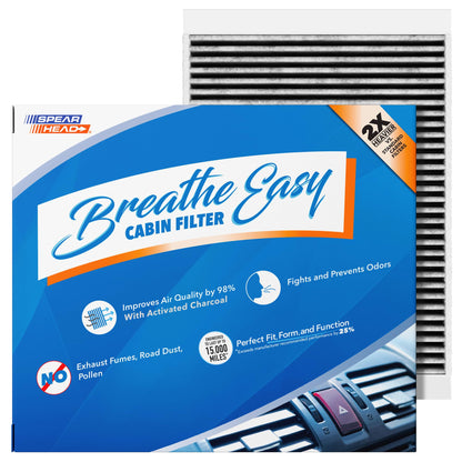 Spearhead Odor Defense Breathe Easy AC & Heater Cabin Filter | Fits Select 2016-2025 Toyota, Lexus, Subaru, 2016-2023 CX-9 Like OEM | Up to 25% Longer Lasting w/Activated Carbon (BE-157)