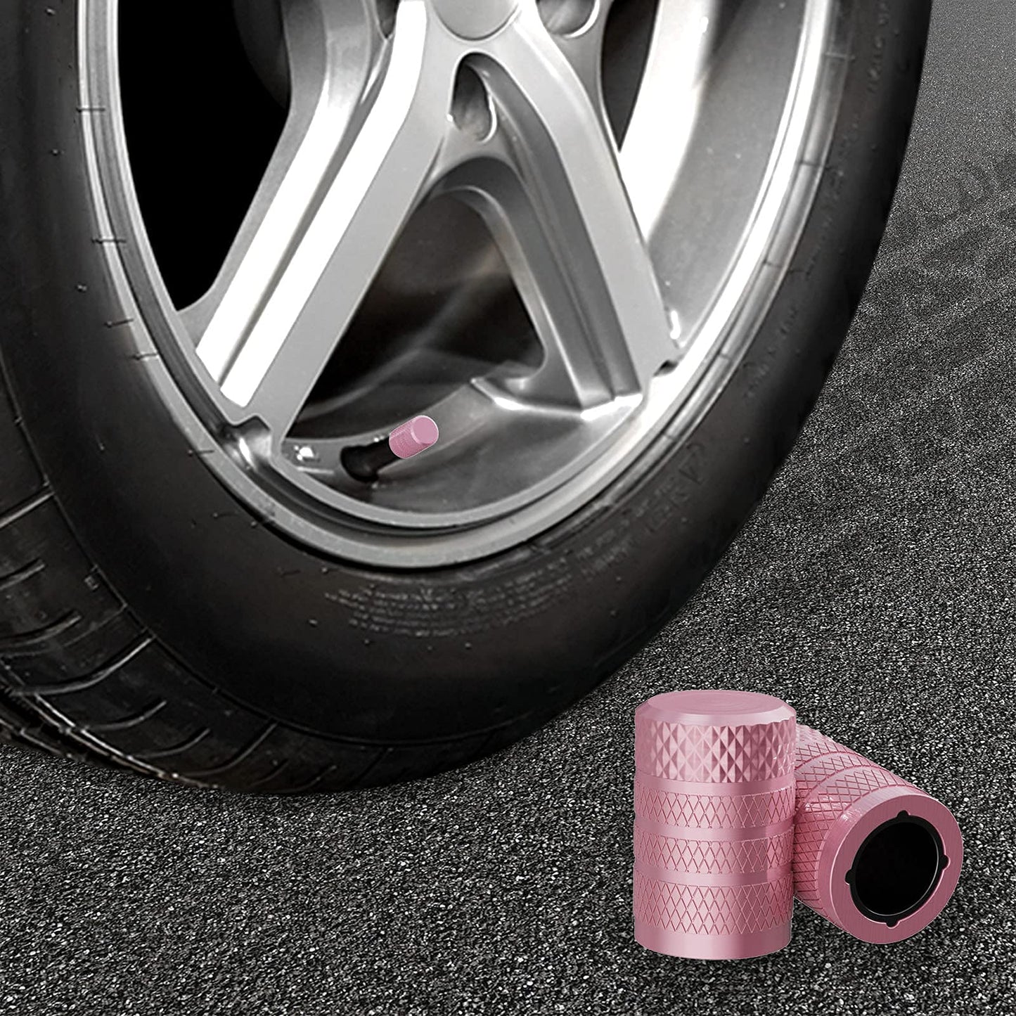 CKAuto Tire Valve Stem Caps, Black, 4 pcs/Pack, Anodized Aluminum Tire Valve Cap Set, Corrosion Resistant, Universal Stem Covers for Cars Trucks Motorcycles SUVs and Bikes