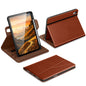 DTTO for iPad A16 Case, iPad 11th / 10th Generation Case (2025/2022), 360 Degree Rotating Premium Leather Folio Stand Cover with Pencil Holder, Brown
