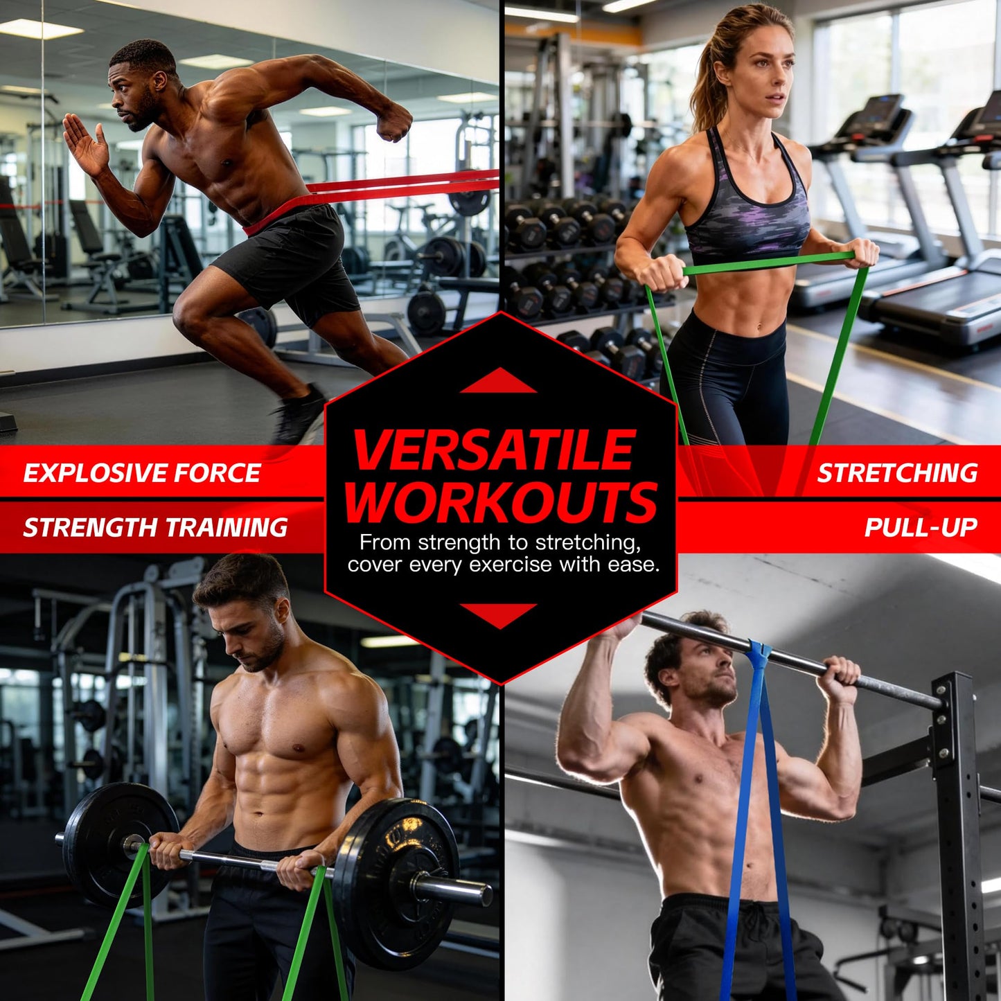 Pull Up Bands, Resistance Bands Set, Exercise Workout Bands for Men & Women, Ideal for Body Stretching, Physical Therapy and Muscle Training