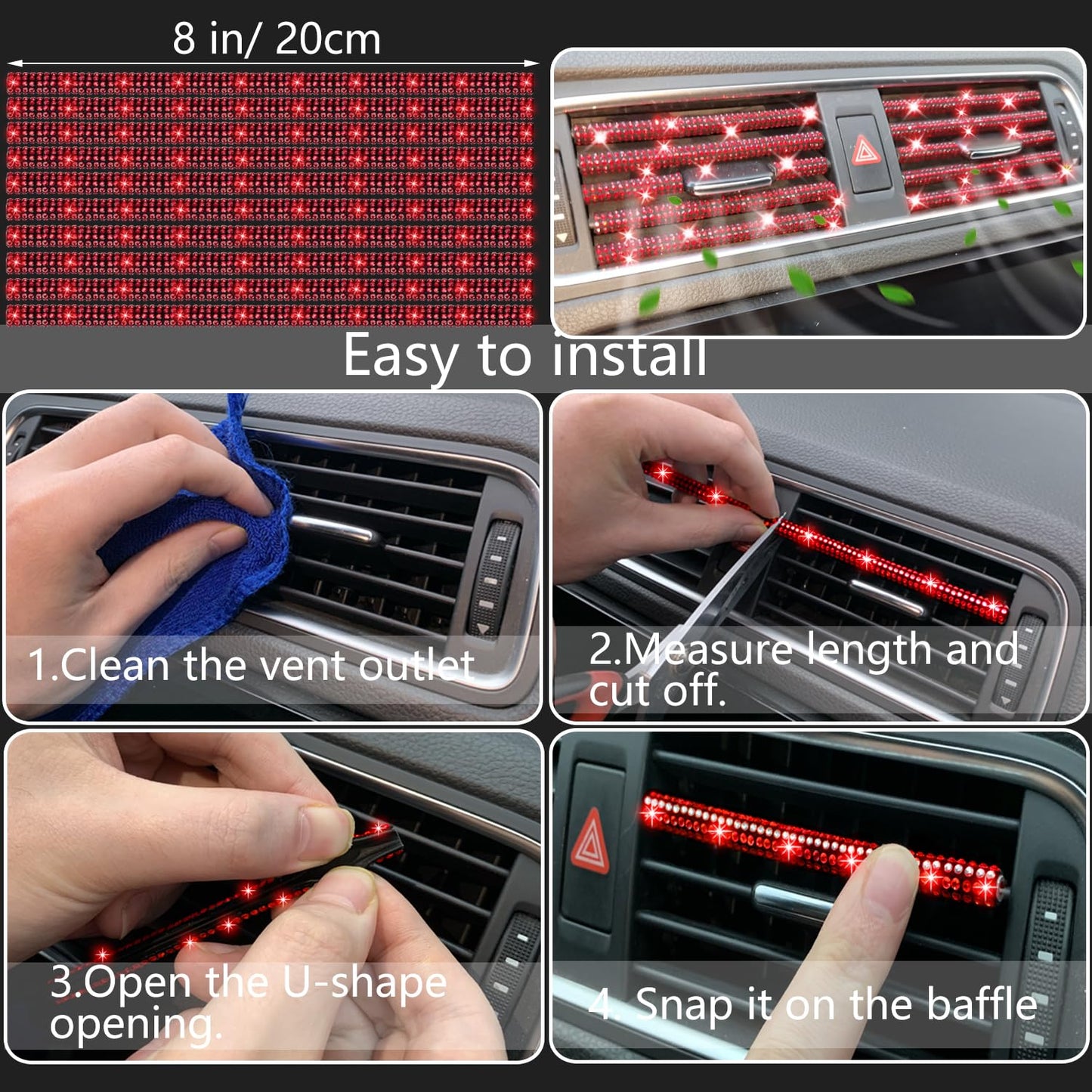 NBTEPEM 27-Piece Bling Car Accessories Set - Universal Fit Steering Wheel Covers, License Plate Frames, Phone Holder, Car Fast Charger, Coasters (Pink)