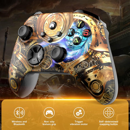 Dinosoo Wireless Controller for Xbox Series X|S, Xbox One & PC, Bluetooth, 4 Vibration Motors, Turbo, Macro, 3.5mm Headphone Jack Steampunk - Upgrading with a PC Before Connecting to X-Box